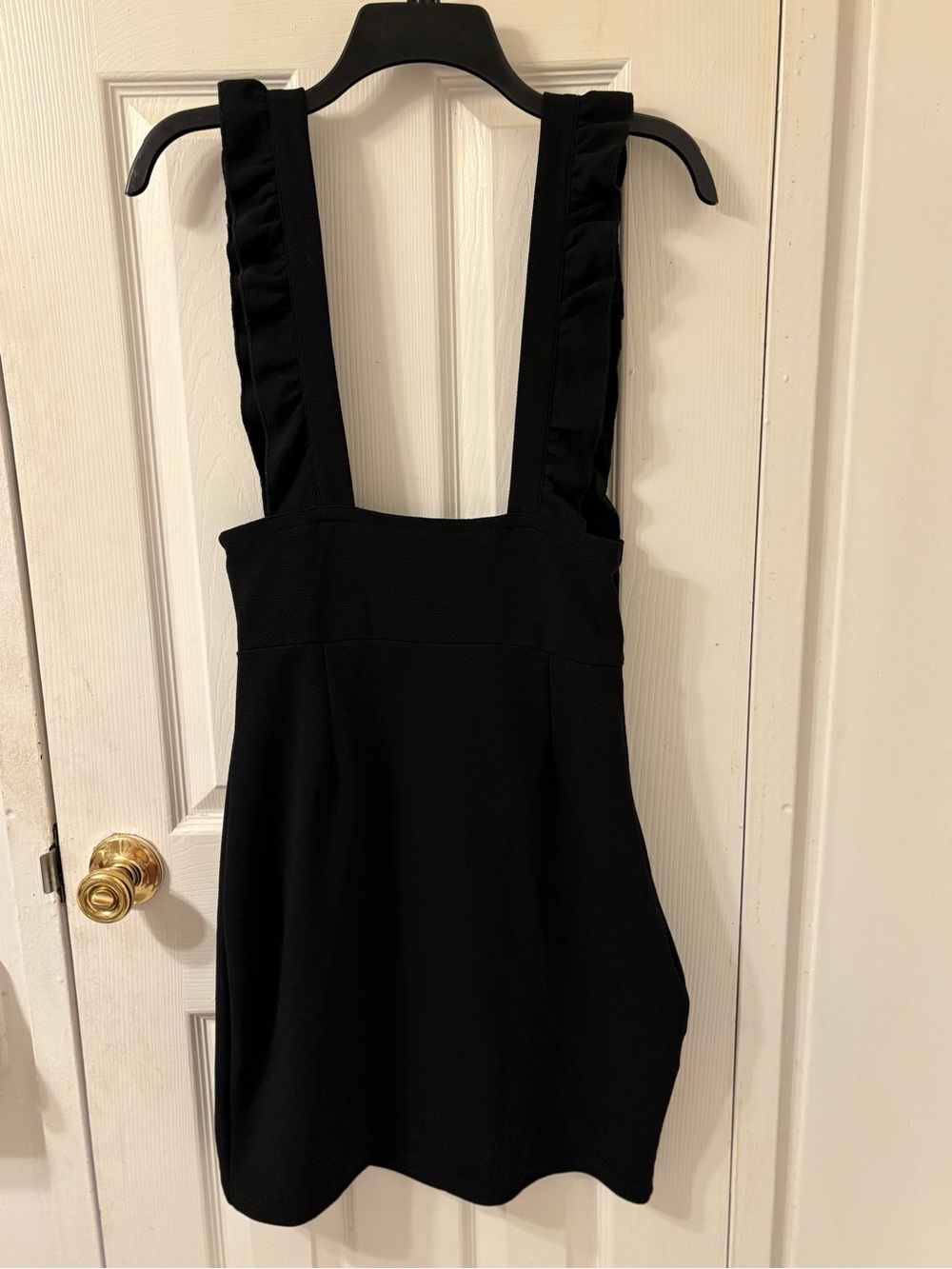 SHEIN Black Strapless-Look Ruffled Strap Mini Dress